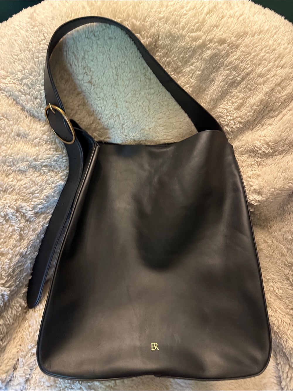 Banana Republic Black Leather Hobo Bag with Gold Accent